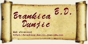Brankica Dunjić vizit kartica